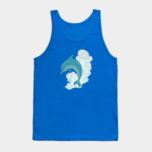Happy Dolphin with wave Tank Top